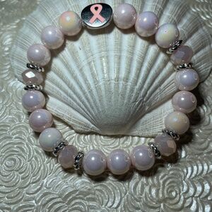 Breast Cancer Awareness Beaded Stretch Bracelet